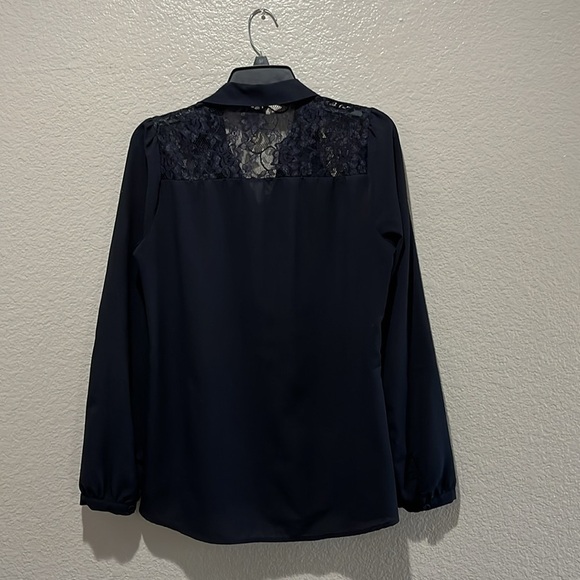 THE LIMITED BLOUSE LACE WOMENS POLY SIZE Medium NAVY BLUE Business Casual - Picture 9 of 10